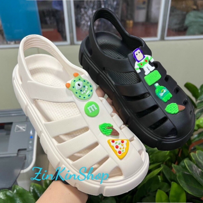 รองเท้าแตะผู้หญิง รองเท้าแตะผู้หญิงพร้อมสติ๊กเกอร์ สไตล์ unisex พื้นฐาน พื้นขนมปังสูง 3 ซม. รองเท้ากันฝน ulzzang eva