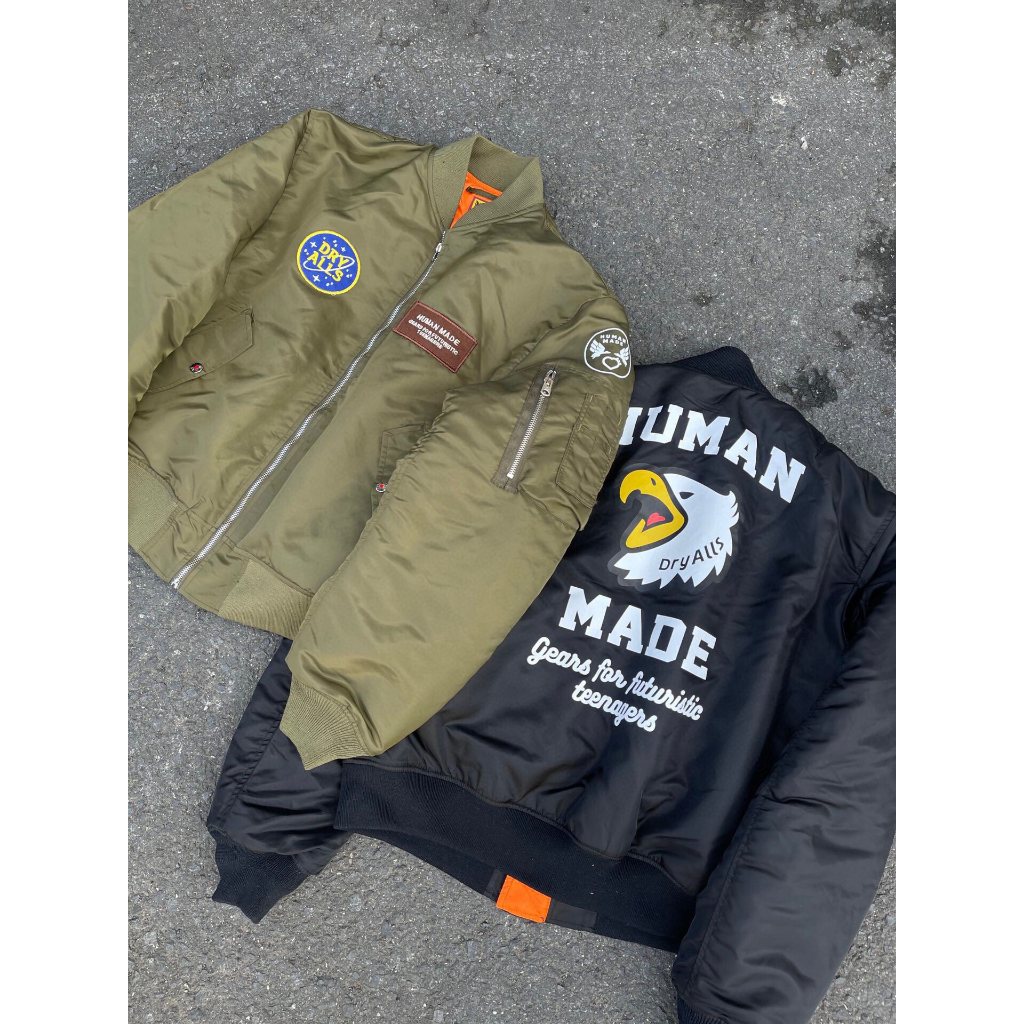 Pilot MA-1 Human Made Bomber Jacket สไตล์กล่องหนาพิเศษสําหรับพี่น้องและน้องสาว