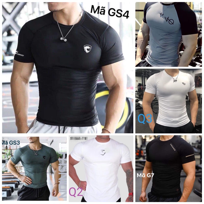 เสื้อยืดยิมผู้ชาย บอดี้คอน ฟอร์มผ้ากีฬายืดหยุ่นเย็น
