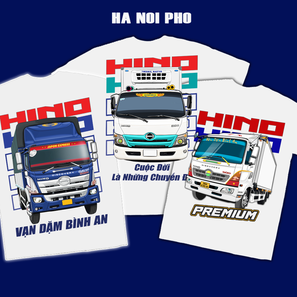 เสื้อยืด HINO 500 HINO 300 Da Lat เสื้อยืด HINO Cotton 4 ทิศทาง พิมพ์ลายสวย | ถนนรถบรรทุกฮันอย