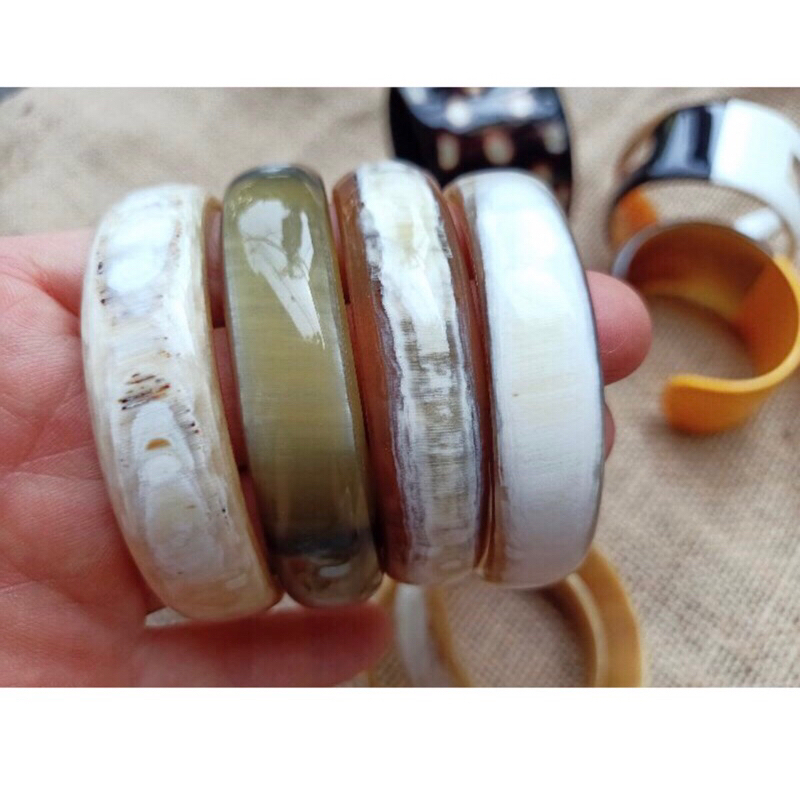 สร้อยข้อมือเขาควายแข็งหลากสีธรรมชาติจาก5มม-25มม