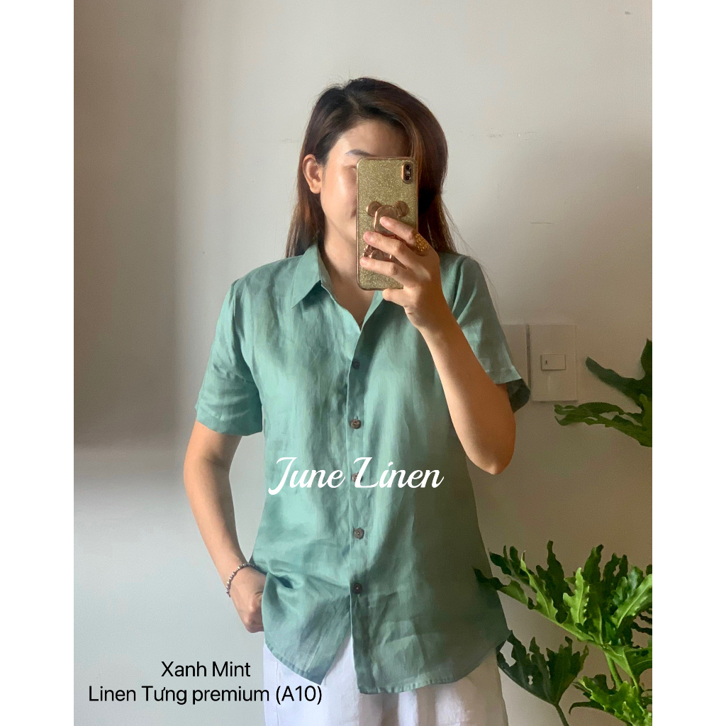 [JUNE LINEN] A10 - FIRE/เสื้อเชิ้ตแขนสั้นผู้หญิง 100% LINEN. หลากสี