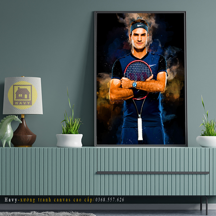Roger Federer Racket Mirror Coated Wall Painting, คุณภาพสูง UV พิมพ ์ เทนนิส