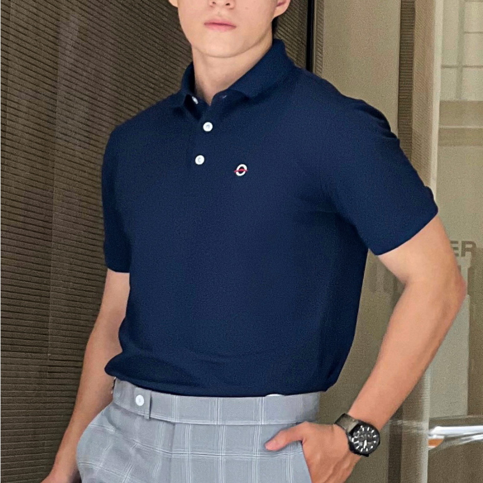 PO911-3 DOCAS เสื้อโปโลผู้ชาย CMC ผ้าคอตตอน สีน้ําเงินเข้ม Regular Fit