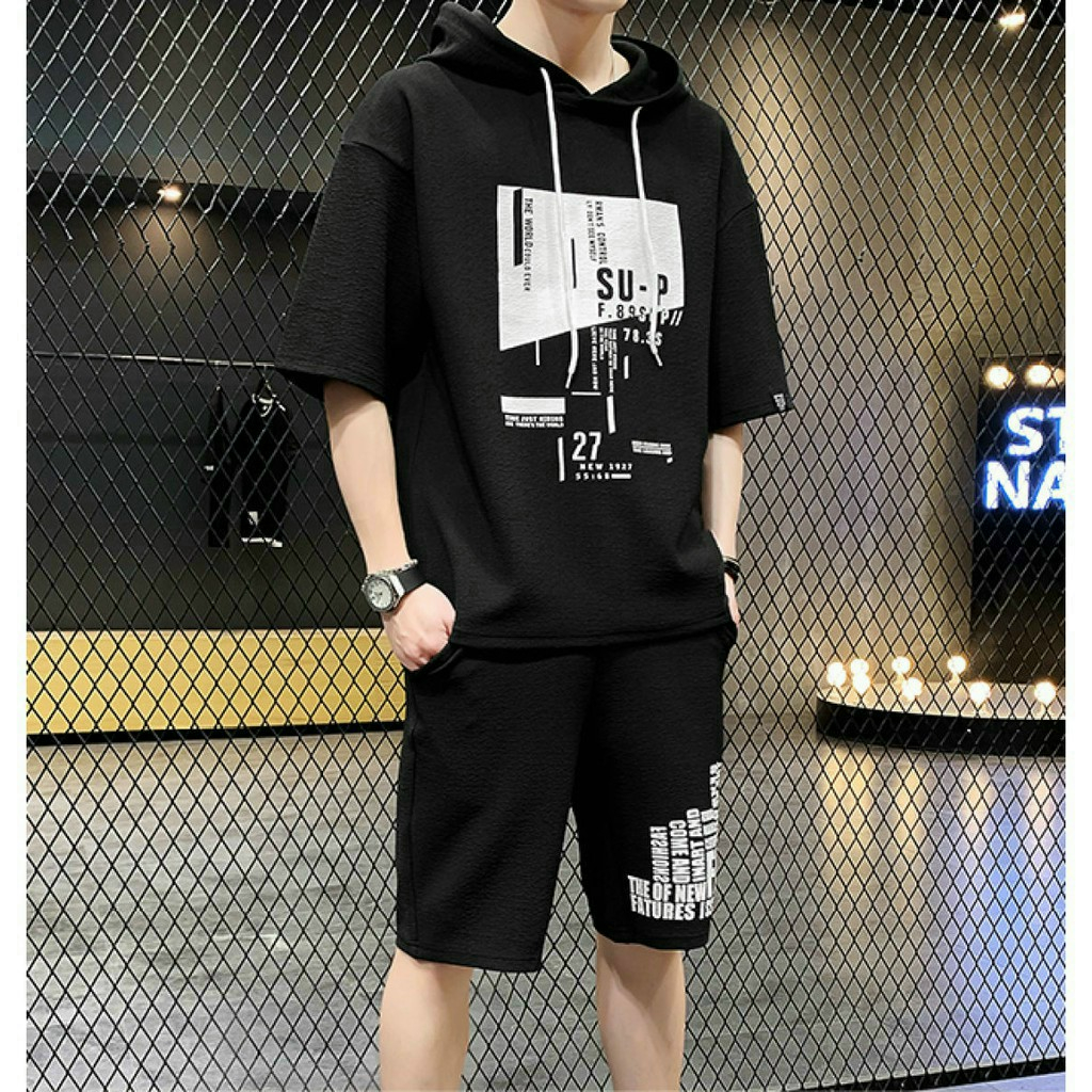 เสื้อผ้าผู้ชายฤดูร้อน ชุดกีฬาผู้ชายและผู้หญิงพร้อมหมวกแขนกุด SU-P GYM WEAR - win99 C1