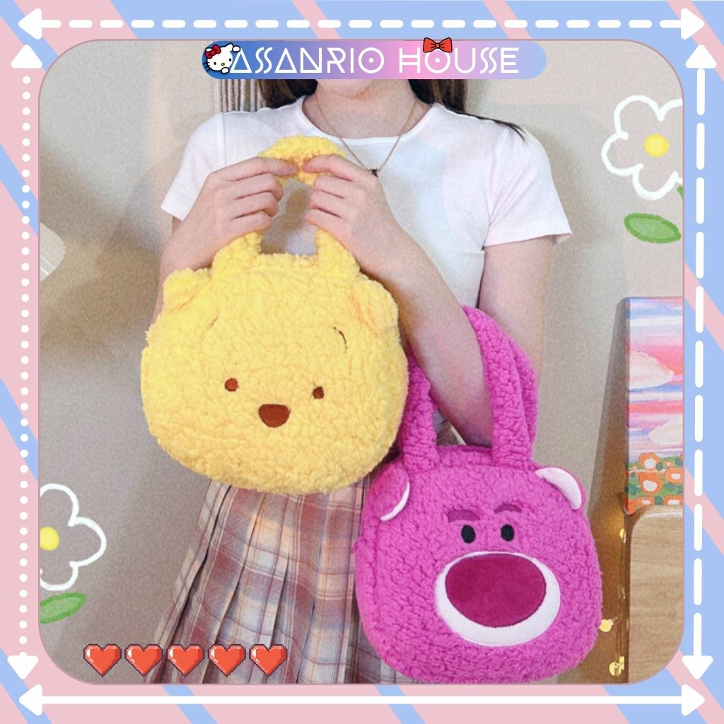 Disney Handbag Strawberry Bear, Pooh Bear, Monster go out, travel trend - ASANRIO HOUSE Teddy Bear Bag