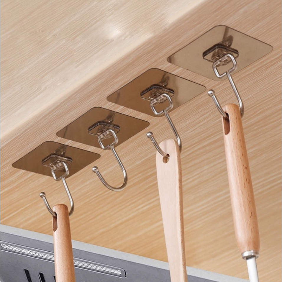 Combo 5 ตะขอติดผนังมัลติฟังก์ชั่น 304 สแตนเลส Heavy Duty 5Kg ขนาด 7x7 ซม.สะดวก