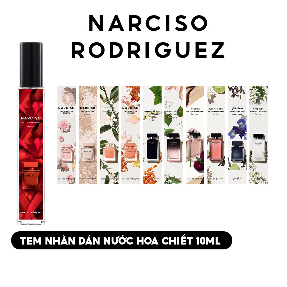 36 pre-cut 10ml สติ๊กเกอร์น้ําหอม Narciso Rodriguez ทุกกลิ่น - ขนาด 15mm x 80mm