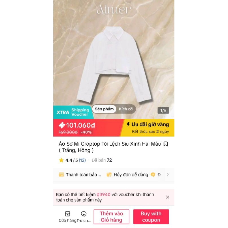 Pass เสื้อครอปมีกระเป๋าข้าง ยี่ห้อ Aimer used 1l