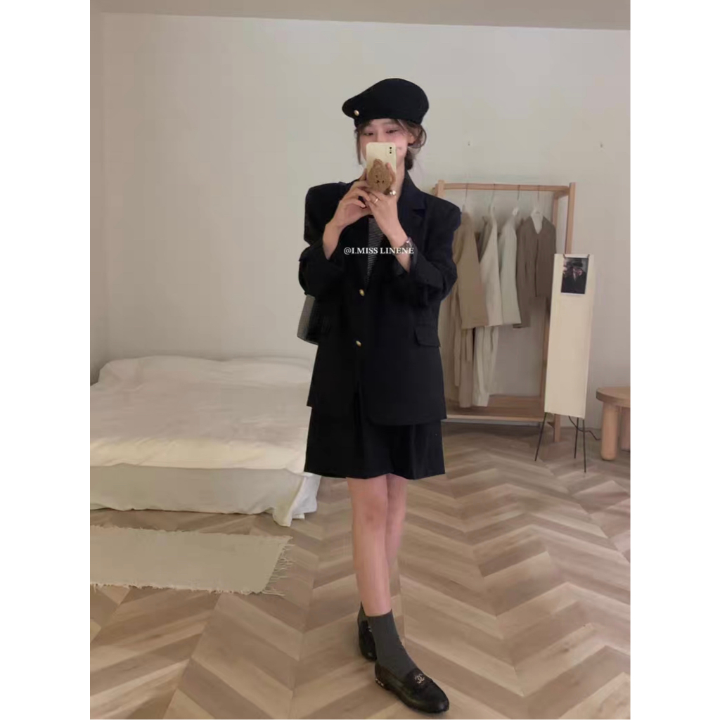 เสื้อแจ็คเก็ตเบลเซอร์กระเป๋าแนวนอนกระดุมทอง 10109 ISS