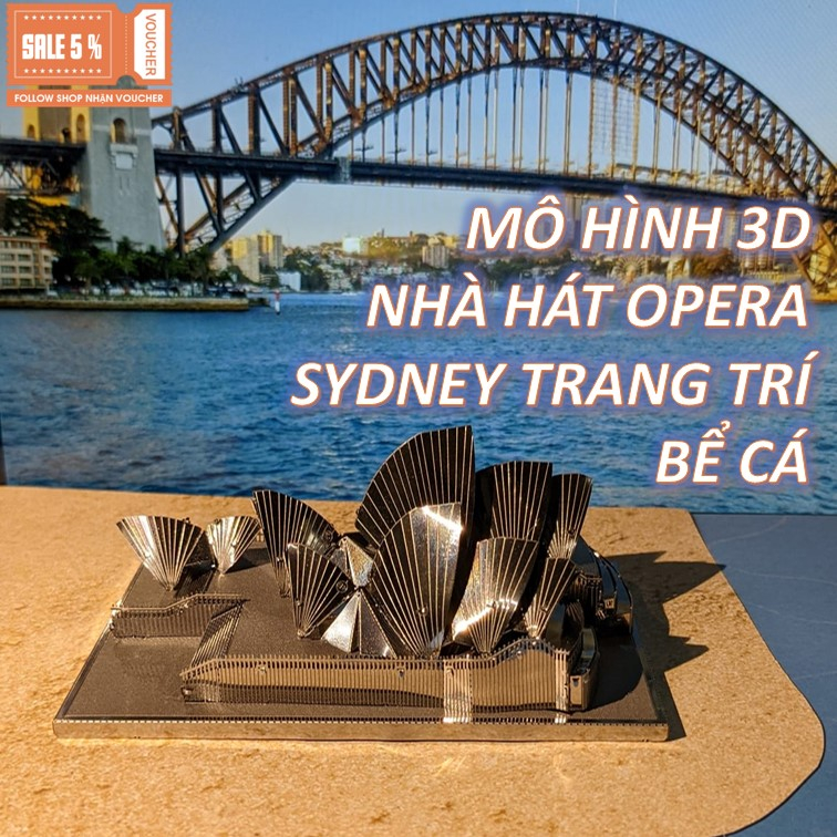 Sydney Opera House โมเดล 3D ประกอบตกแต่งตู้ปลาโลหะตกแต่งสดใส