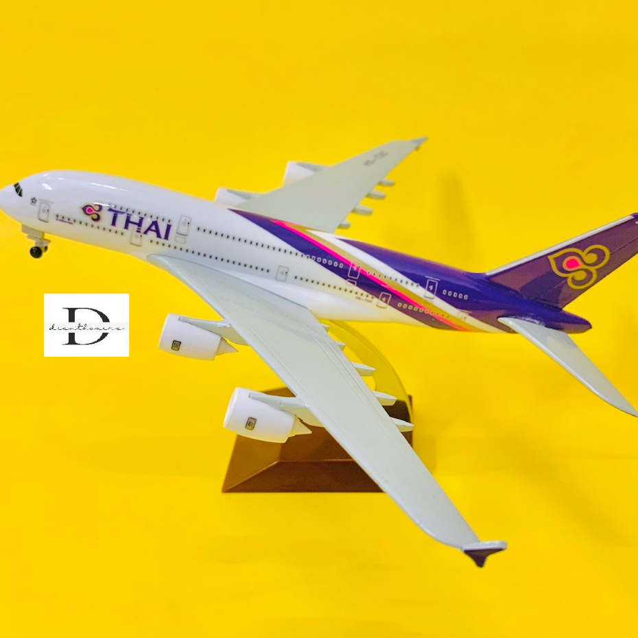 AIRBUS A380-800 PLANE MODEL "THAI AIRWAYS" WITH BEAUTIFUL STANDARD WHEELS 20CM FULLBOX