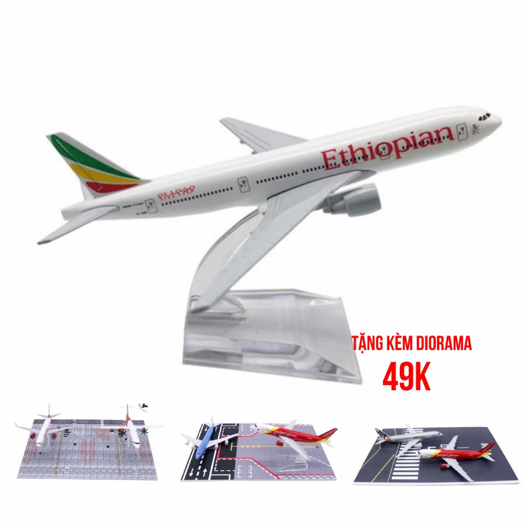 Ethiobian Boeing B777-200LR เครื่องบินโลหะ 16 ซม. รุ่น MB16086
