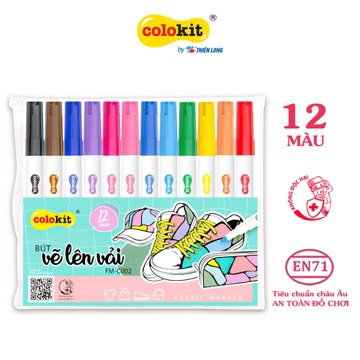 Thien Long Colokit FM-C002 ปากกามาร์กเกอร์ผ้า 12 สี