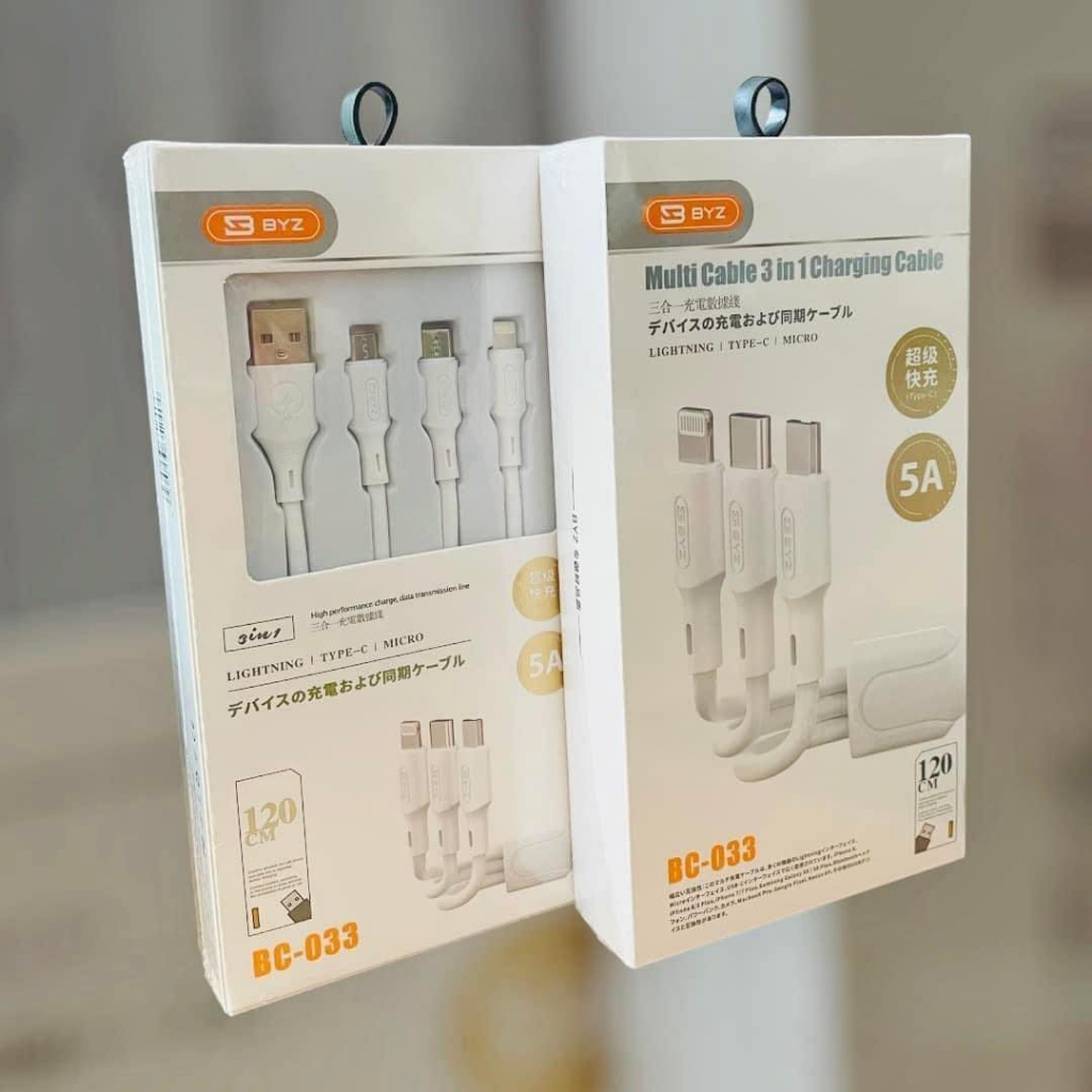 BC-033 สายชาร์จ 3 หัว ยาว 1m2