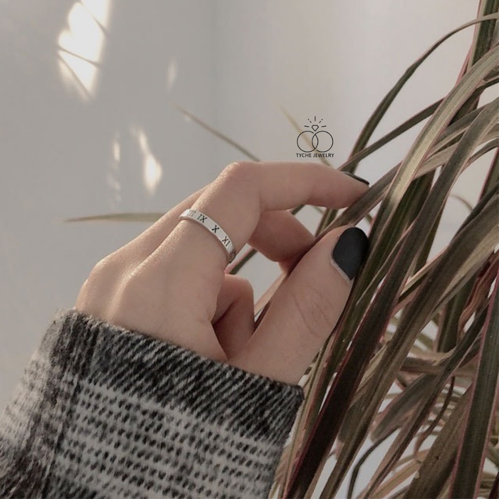 แหวนเงิน Tyche Roman Number ดีไซน์เรียบง่าย งานแฮนด์เมดเกาหลีทั้งชายและหญิง TYCHE JEWELRY