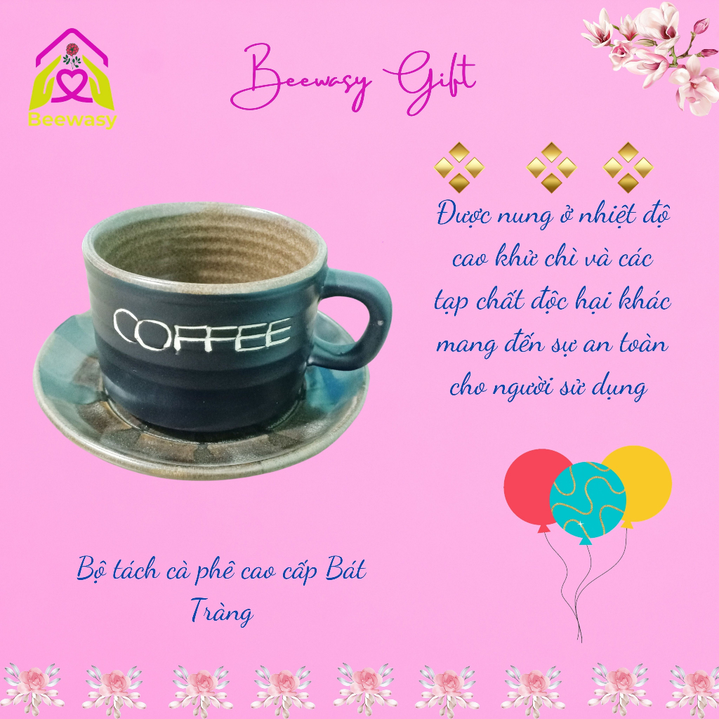 ถ้วยและแก้วกาแฟพิมพ์ลายคํา COFFEE Bat Trang Ceramics สําหรับคนชอบ COFFEE