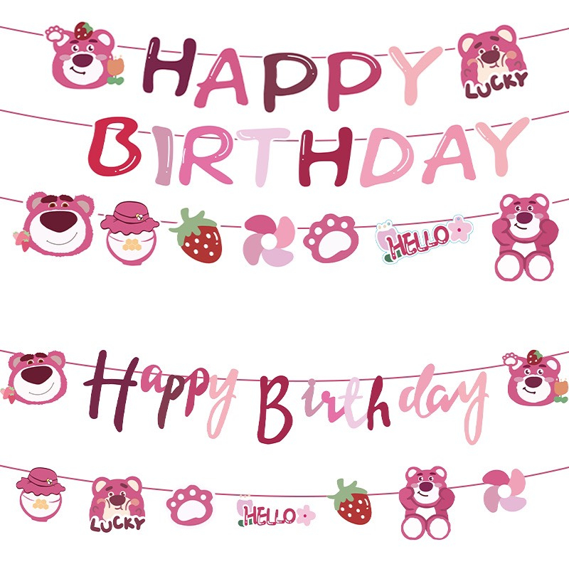 Happy BIRTHDAY Losto Strawberry Bear, Hot Trend Strawberry Pink Bear - Booshopdecor