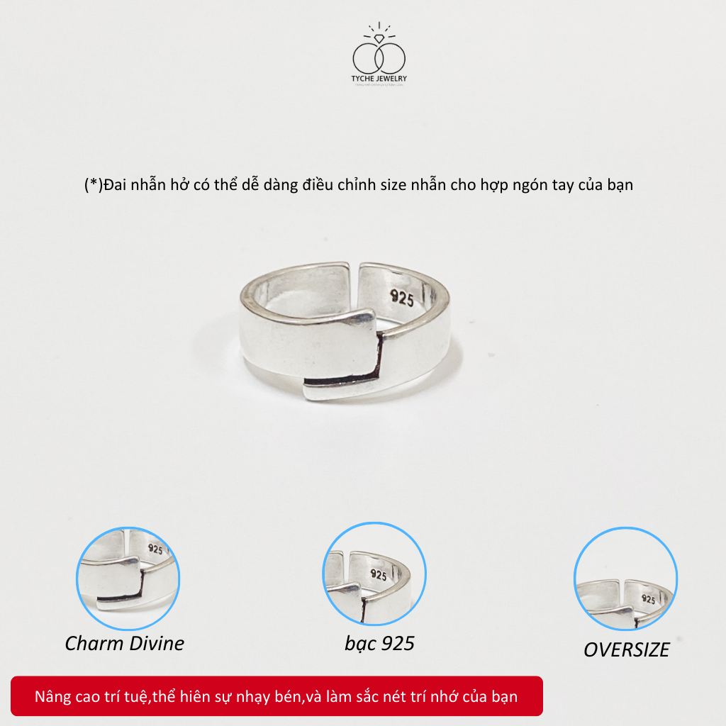 925 Tyche Divine แหวนชุบเงินดีไซน์เรียบง่ายสไตล์ Ritro แฮนด์เมดสําหรับทั้งชายและหญิง TYCHE JEWELRY