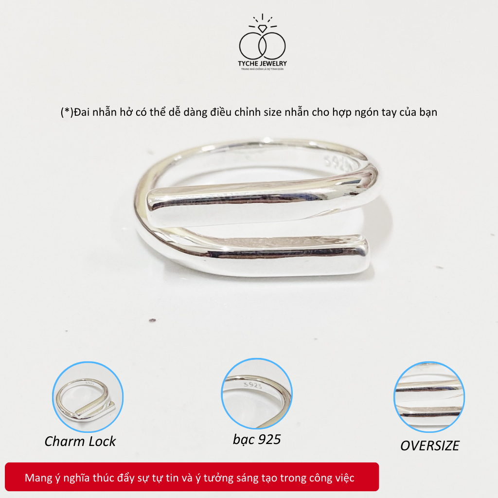 แหวนเงิน Tyche Lock ดีไซน์เรียบง่าย สไตล์ Ritro แฮนด์เมด ทั้งชายและหญิง TYCHE JEWELRY