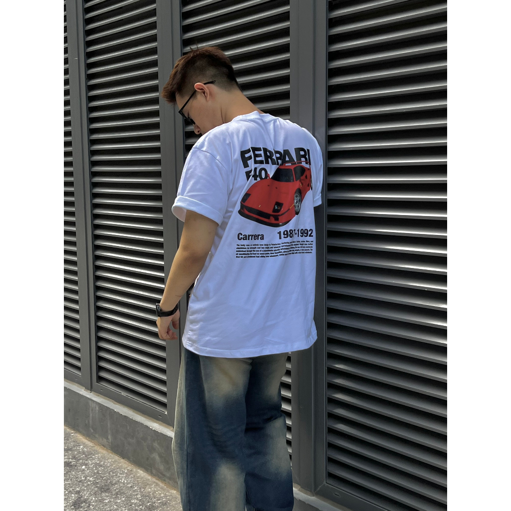 FERRARI F40 Black/White 250gsm เสื้อยืด unisex สําหรับผู้ชายและผู้หญิง