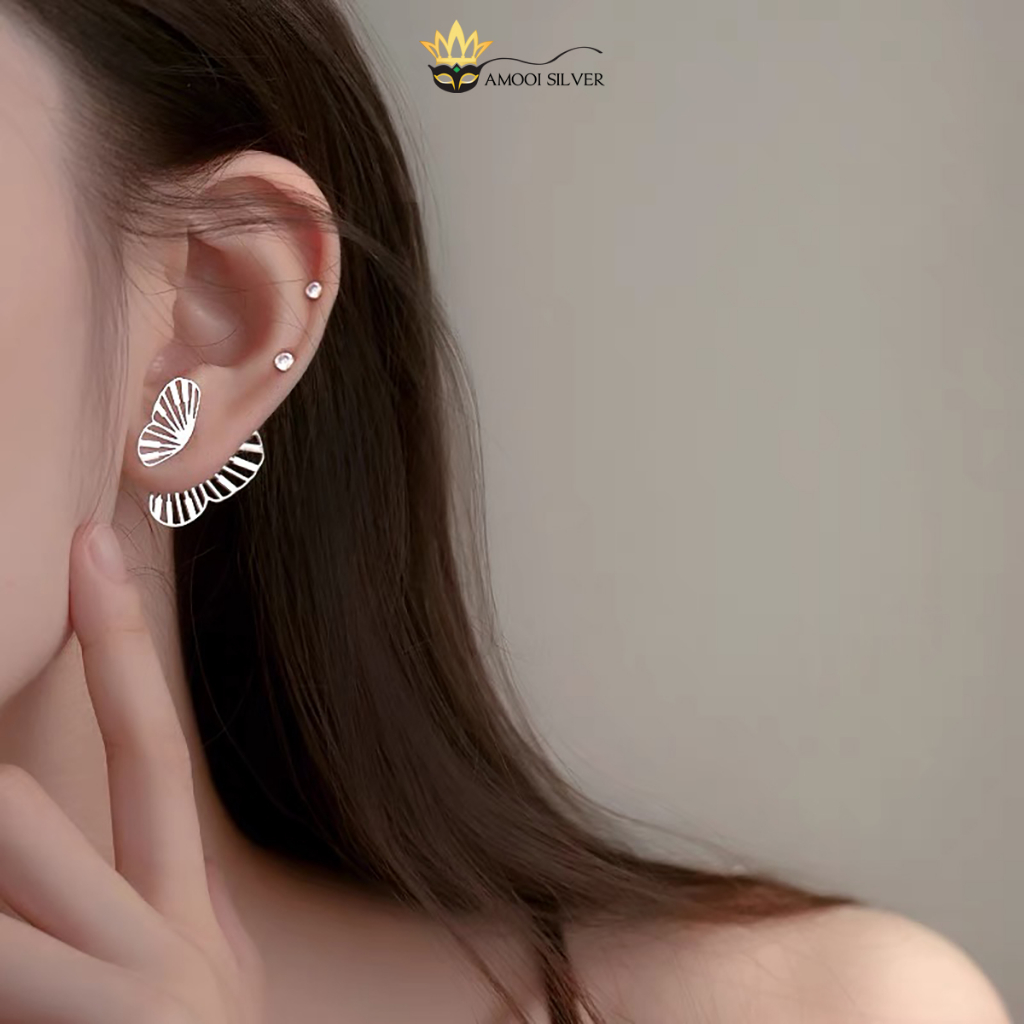 S925 SILVER ต่างหูผีเสื้อ 4 รูปแบบบุคลิกภาพ - AMOOI SILVER ABT001