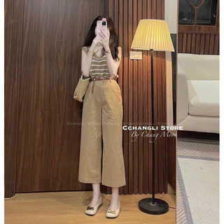 กางเกงสีกากีทรงหลวมเอวสูง Super Bossy MA299
