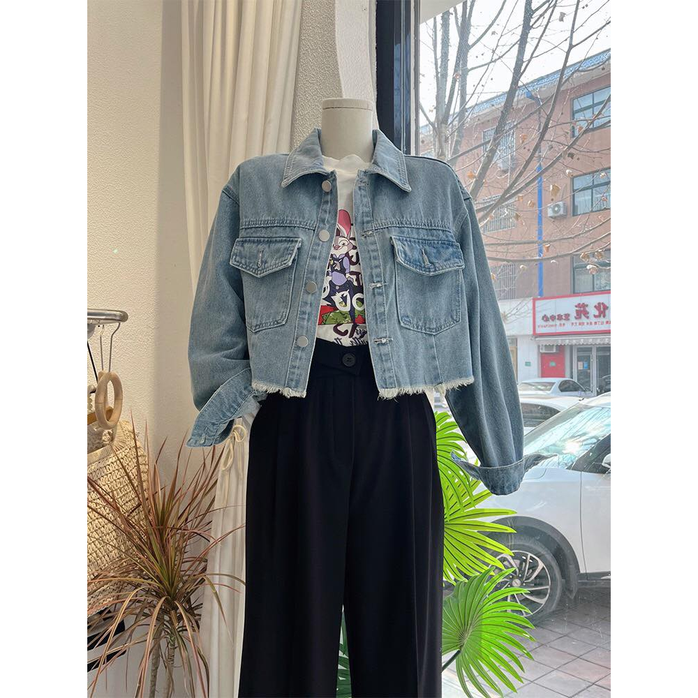 XONXEN 23 LE DUE Code J919 Tassel Cropped Jean Jacket