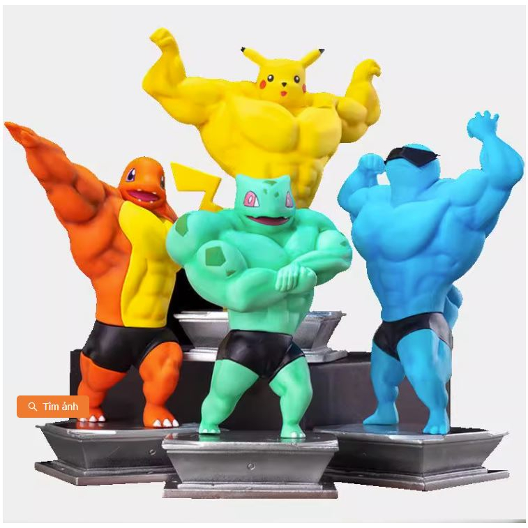 Cool muscular Pikachu, Charmander, Squirtle, Gangar, โมเดลตัวละคร Bulbasaur