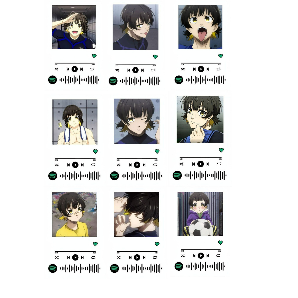 Pola/ Photostrip กรอบรูปสีดําและสีขาว Anime Blue Lock char Bachira Meguru