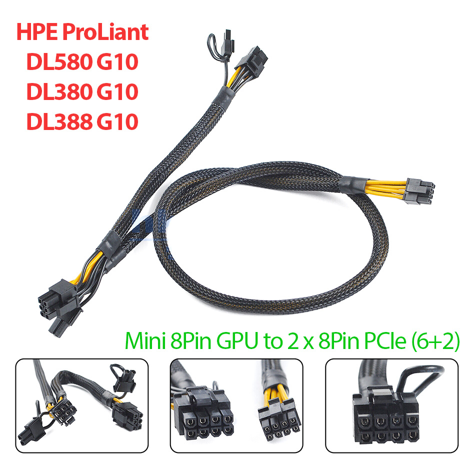 Mini 8Pin GPU to Dual 8PIN PCI-E VGA Power Cable HPE ProLiant DL580G10 DL380G10 DL388G10. การ์ด Powe