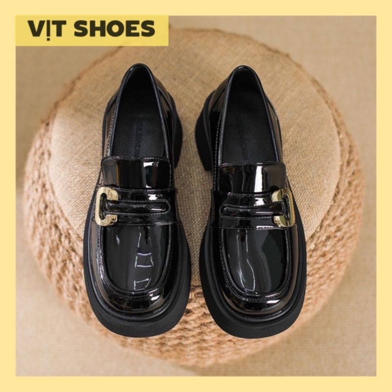 Moca oxford รองเท้าหนังสิทธิบัตรปุ่มรูปตัว c รองเท้า oxford ผู้หญิงรองเท้าชุดสํานักงาน