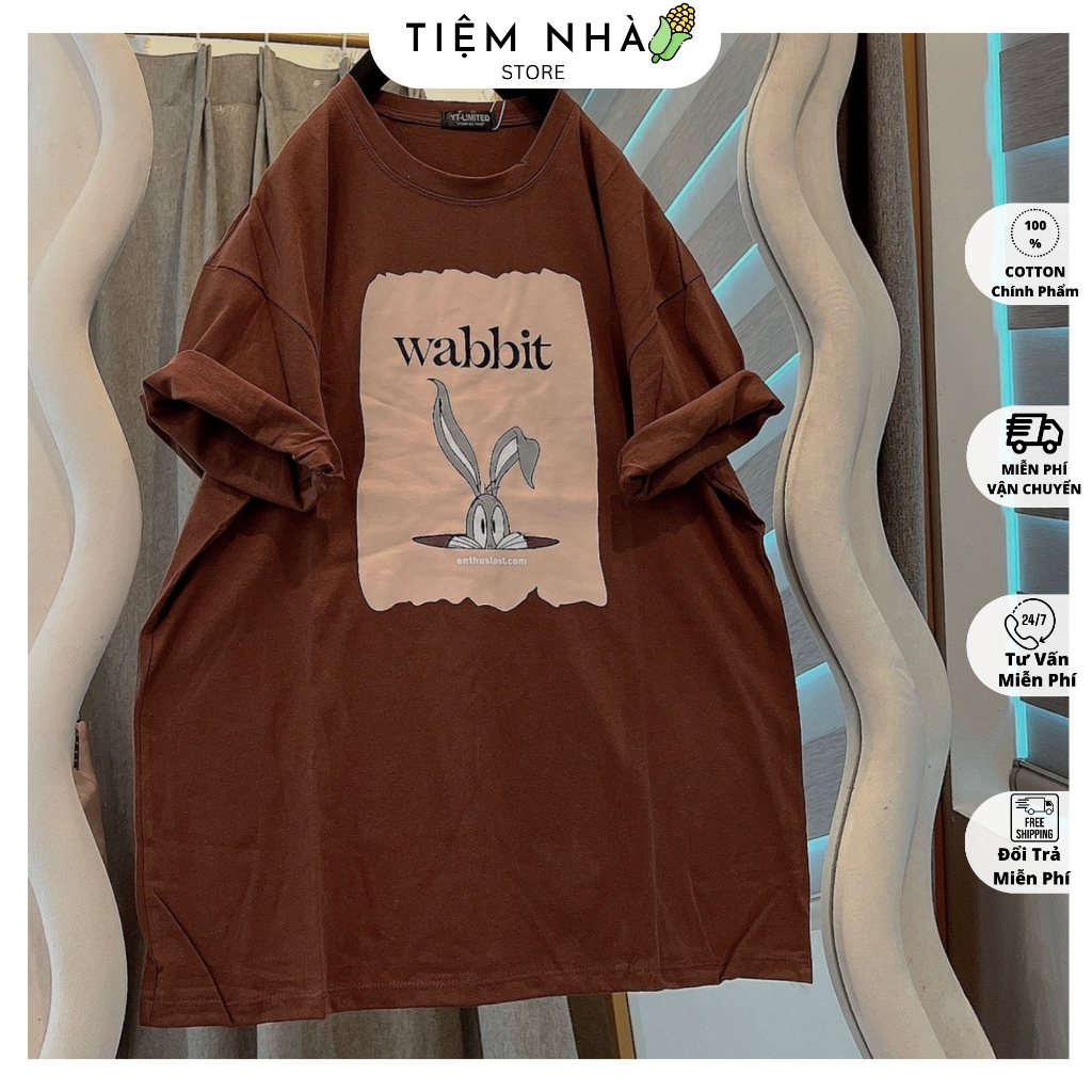 3158 เสื้อยืดหลวมพิมพ์ลายกระต่าย wabbit สําหรับผู้ชายและผู้หญิง unisex