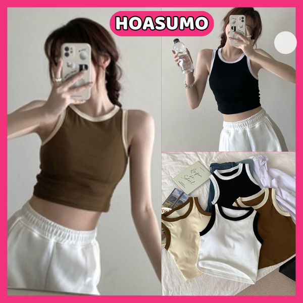เสื้อครอป เสื้อกล้ามผู้หญิงผ้า bozip แขนกุด กระชับสัดส่วน นุ่มเด้ง SA130 HOASUMO