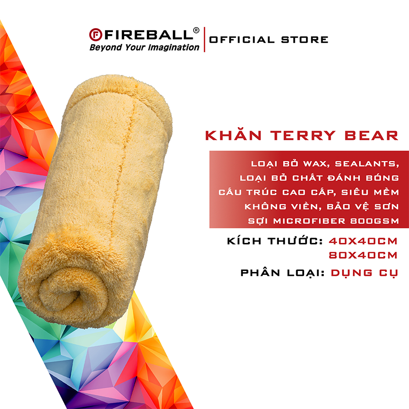 [IMPORTED] Fireball Terry Bear Towel - Wax, Sealants, Premium Microfiber Polishing Cloth 800gsm