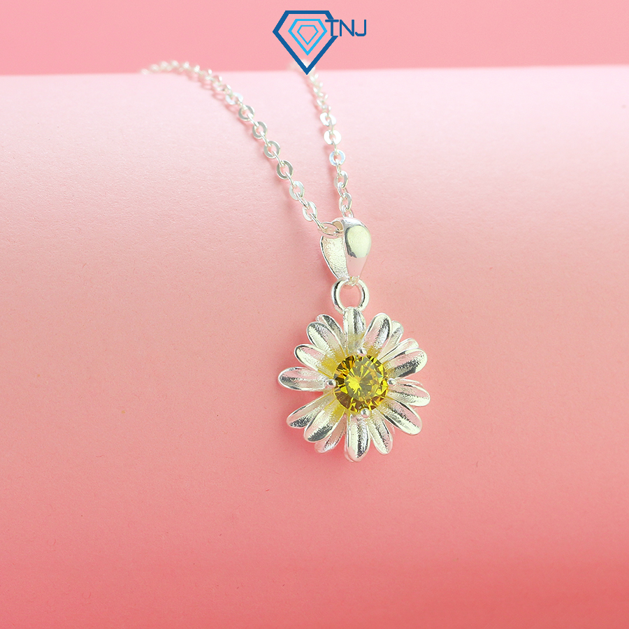 สร้อยคอเงินรูปดอกทานตะวันผู้หญิงประกายหิน DCN0655 - TNJ Jewelry