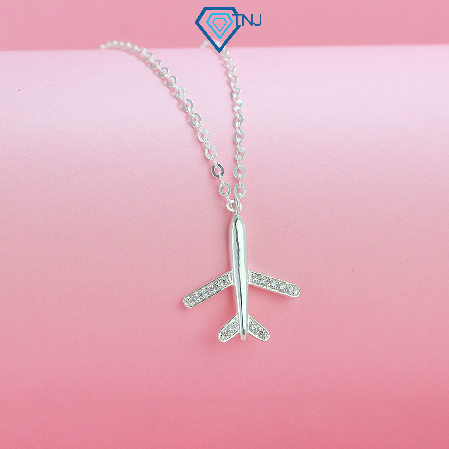 สร้อยคอเงิน 925 สําหรับผู้หญิงรูปเครื่องบินและหินประกาย DCN0617 - TNJ Jewelry