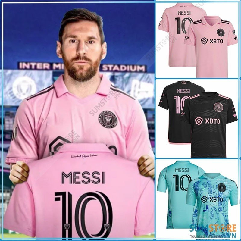 ชุดฟุตบอล Inter Miami พร้อมชื่อ Messi No. 10 พิมพ์ตามภาพ - ชุดกีฬาผู้ชายและผู้หญิงคุณภาพสูง