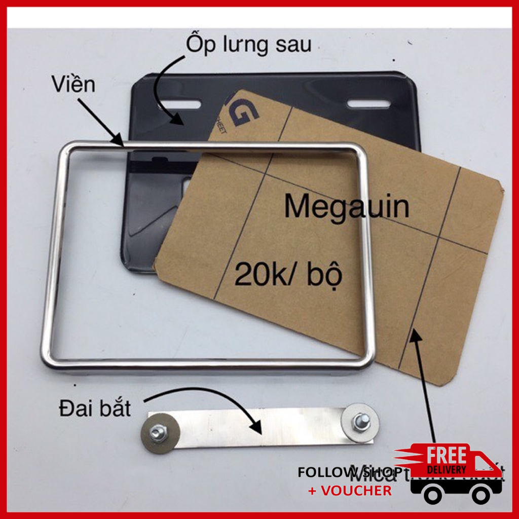 กรอบป้ายทะเบียนรถมอเตอร์ไซค์-ขอบขาวเรียบ สแตนเลส กันน้ํา เมคเอ