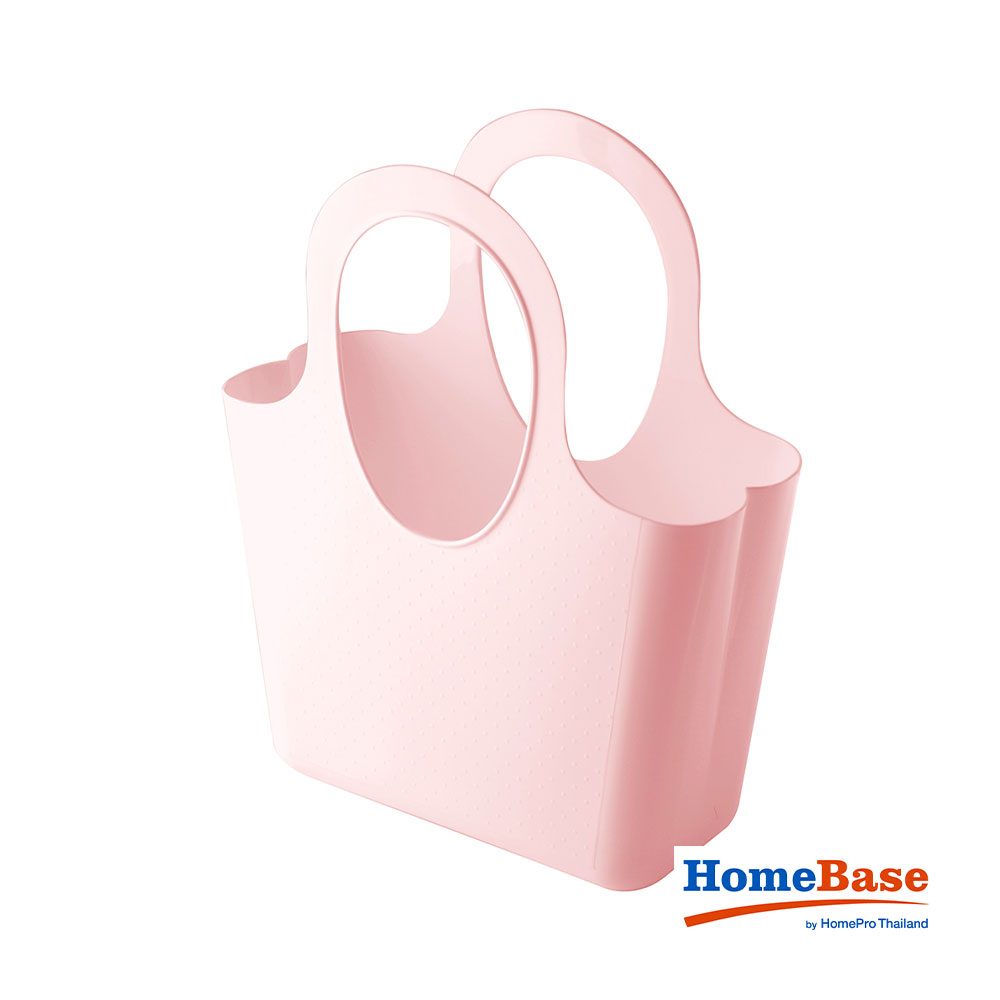 โฮมเบส DKW ตะกร้าพลาสติกมีหูหิ้ว HH-3000PK THAILAND 32X13.2X38.6CM สีชมพู