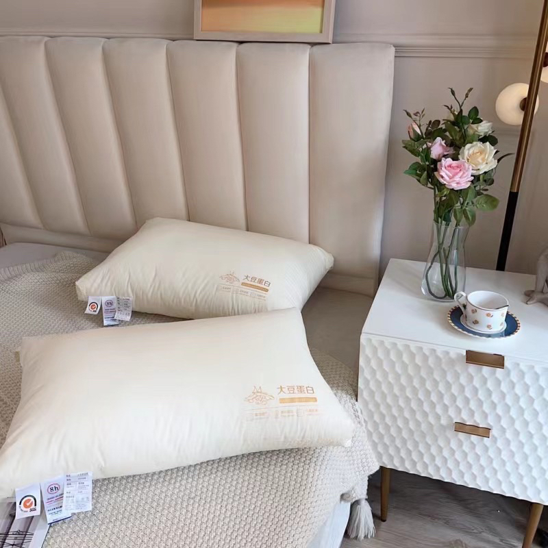 OEKO-TEX หมอนผ้าฝ้ายถั่วเหลืองพร้อมผ้ารับรองเพื่อสุขภาพความปลอดภัยและพยุงอาการปวดคอ