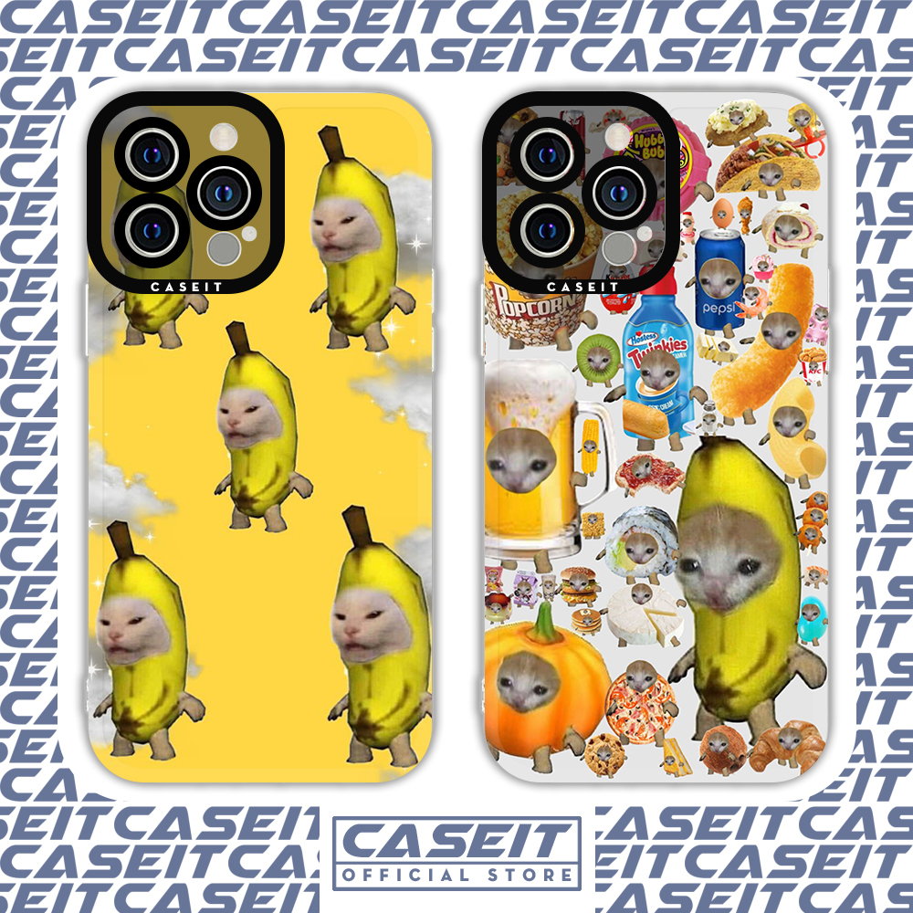เคส Iphone Square Edge Caseit Banana Cat happy meme น ่ ารัก 8 / 8plus /x /xs / 11 / 12 / 13 / 14 / pro /max /plus /promax