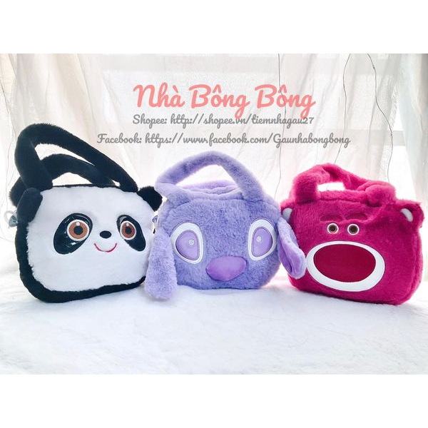 PANDA -STITCH CROSSBACK BAG - LOTSO STRAWBERRY BEAR - ฟองน้ํา - รัก