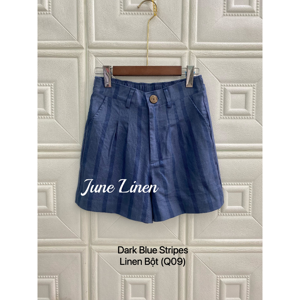 [JUNE LINEN] Q09. กางเกงขาสั้น LINEN ลายทาง 2 สี