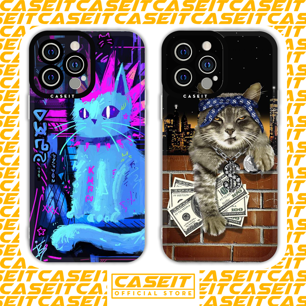 Caseit Square Edge iphone Case hiphop Fox Cat 8/8plus/x/xs/11/12/13/14/pro/max/plus/promax