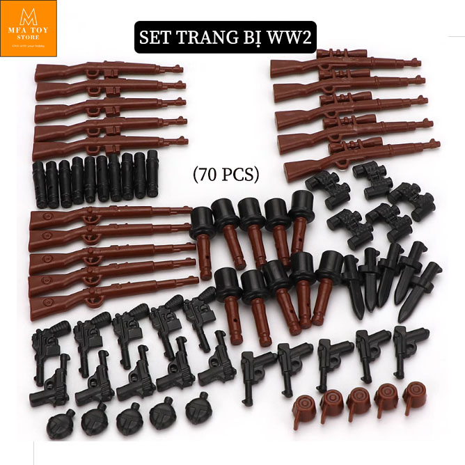 ของเล่นประกอบกองทัพ Swat โมเดลประกอบทหาร - ชุดอุปกรณ์ WW2 (70 ชิ้น) No.306