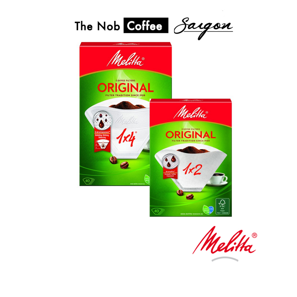 เมลิตต้า กระดาษกรองกาแฟ 1x2 และ 1x4 (กล่อง 40 แผ่น)