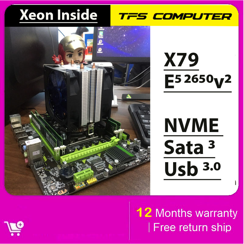 Combo Gaming X79 + CPU 2670v2 / 2690v2 / 2696v2 + Ram 16G + Tower Heatsink