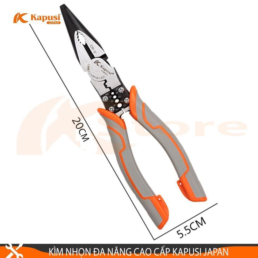 KAPUI JAPAN 4-IN-1 PREMIUM MULTI-FUNCTIONAL SHARP คีม 20CM/8INCH. หนีบ - CUTTING - FUNCTIONS - การฉี