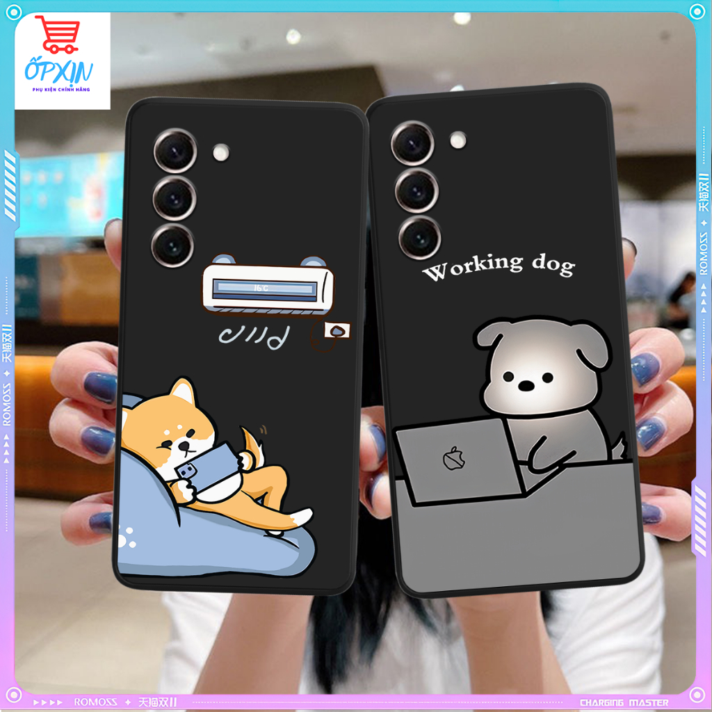 (เคสแท้) Samsung S23 / S23 PLUS / S23 ULTRA Square Edge Orange Protection / พิมพ์ลาย Dog Cat